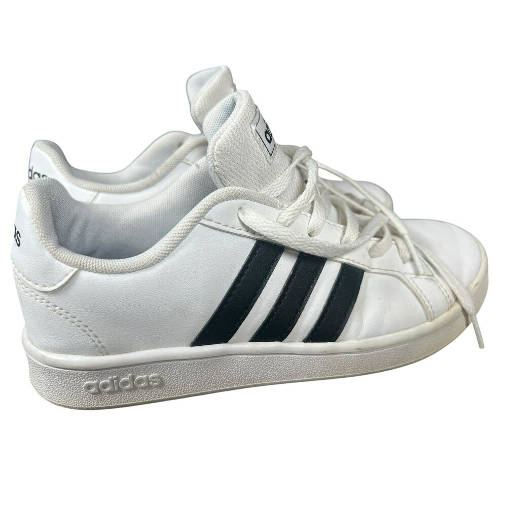 adidas Kids White Sneakers with Black Stripes